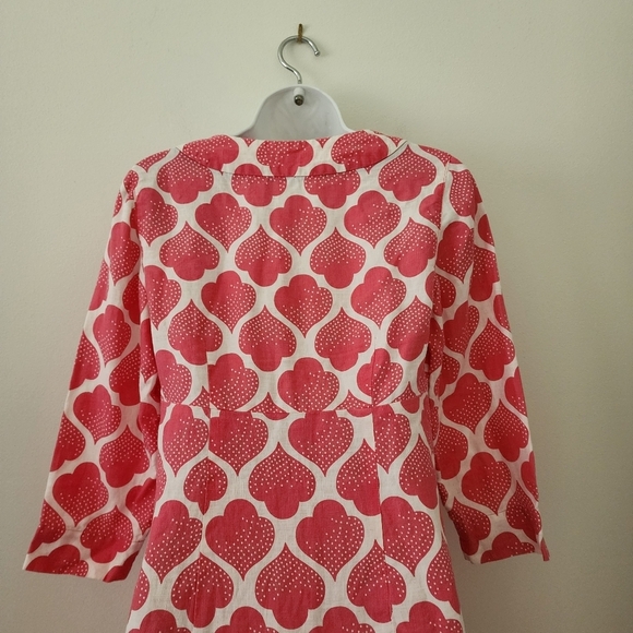 Boden Linen Tunic Dress Pink And White Moroccan Print Size 4 - Picture 10 of 13